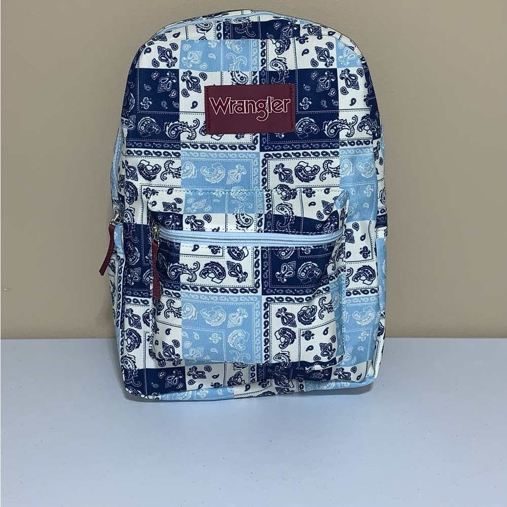 Wrangler Blue and White Paisley Patchwork Backpack
